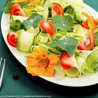 Buy canvas prints of Vegetable salad with nasturtium flowers. by Mykola Lunov Mykola