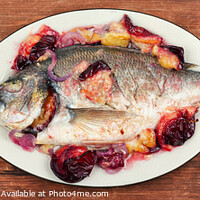 Buy canvas prints of Dorado fish baked, healthy food. by Mykola Lunov Mykola