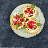 Buy canvas prints of Tartlets with cream and figs. by Mykola Lunov Mykola