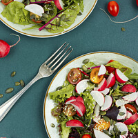 Buy canvas prints of Salad, healthy vegan lunch. by Mykola Lunov Mykola