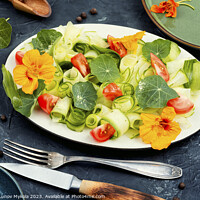 Buy canvas prints of Tasty veggie salad with nasturtium by Mykola Lunov Mykola