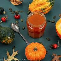 Buy canvas prints of Fragrant autumn pumpkin, squash jam. by Mykola Lunov Mykola