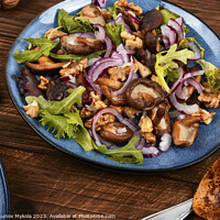 Buy canvas prints of Mushroom salad with walnuts. by Mykola Lunov Mykola