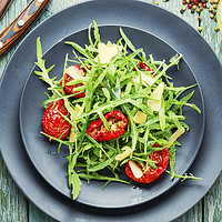 Buy canvas prints of Salad with sun dried tomatoes and arugula by Mykola Lunov Mykola