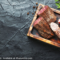 Buy canvas prints of Chopping board of cured meat by Mykola Lunov Mykola