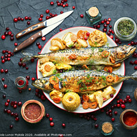 Buy canvas prints of Appetizing baked mackerel by Mykola Lunov Mykola