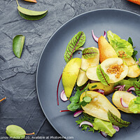 Buy canvas prints of Healthy vegetarian salad with pear. by Mykola Lunov Mykola