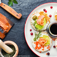 Buy canvas prints of Canapes with smoked salmon by Mykola Lunov Mykola