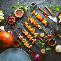 Buy canvas prints of Pumpkin vegetable kebab. by Mykola Lunov Mykola
