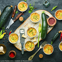 Buy canvas prints of Freshly baked muffins with zucchini by Mykola Lunov Mykola