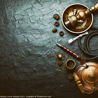 Buy canvas prints of Smoking hookah with tea by Mykola Lunov Mykola