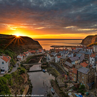 Buy canvas prints of Serene Sunrise over Staithes by Northern Wild