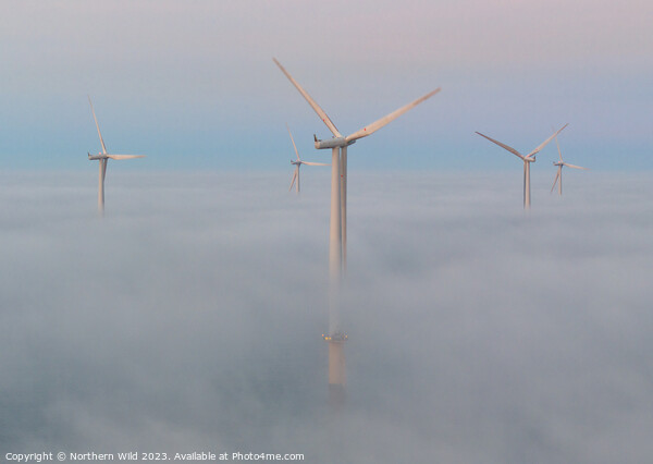 Wind turbines above the fog Picture Board by Northern Wild