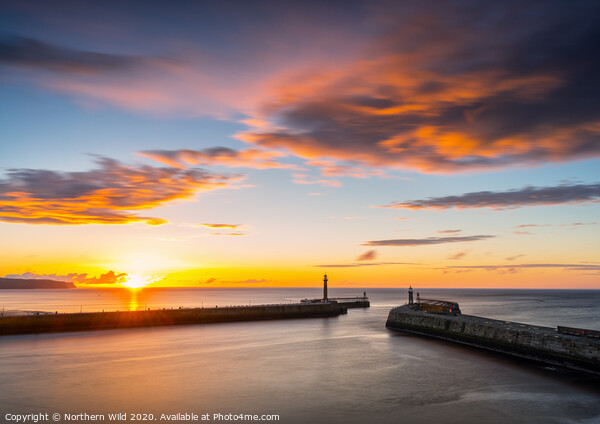 Whitby Pier Sunset Picture Board by Northern Wild