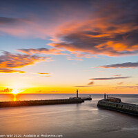 Buy canvas prints of Whitby Pier Sunset by Northern Wild