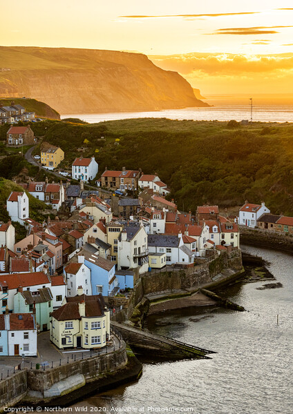 Staithes Village sunset Picture Board by Northern Wild