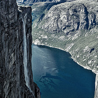 Buy canvas prints of Aerial view of Lysefjorden from Kjeragbolten by Peter Stein