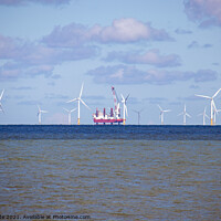 Buy canvas prints of Wind Farm and Gas Platform by chris hyde