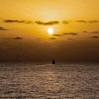 Buy canvas prints of Ship Sailing into Sunset by chris hyde
