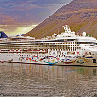 Buy canvas prints of Norwegian Star cruise liner in Iceland by chris hyde