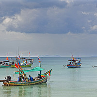 Buy canvas prints of Fishing Boats in Kho Samui by chris hyde