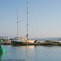 Buy canvas prints of Wrecked Yacht Aground in Lefkas by chris hyde