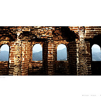 Buy canvas prints of Watchtower Windows x 4: Great Wall of China by Michael Angus