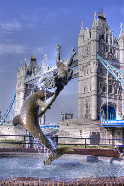 Girl with a Dolphin Tower Bridge Picture Board by David French