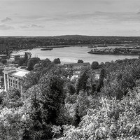 Buy canvas prints of River Medway from Amherst castle BW by David French