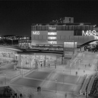 Buy canvas prints of Westfield Shopping City bw by David French