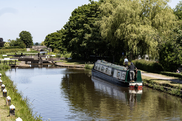 Barge in Rufford lock Picture Board by David French