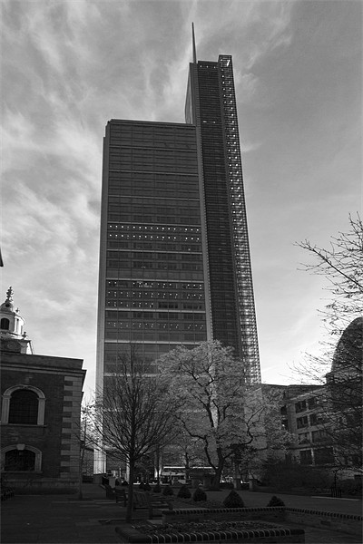 Heron Tower London black and white Picture Board by David French