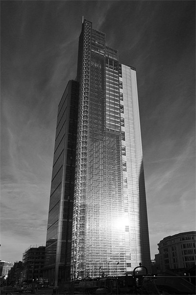Heron Tower London black and white Picture Board by David French