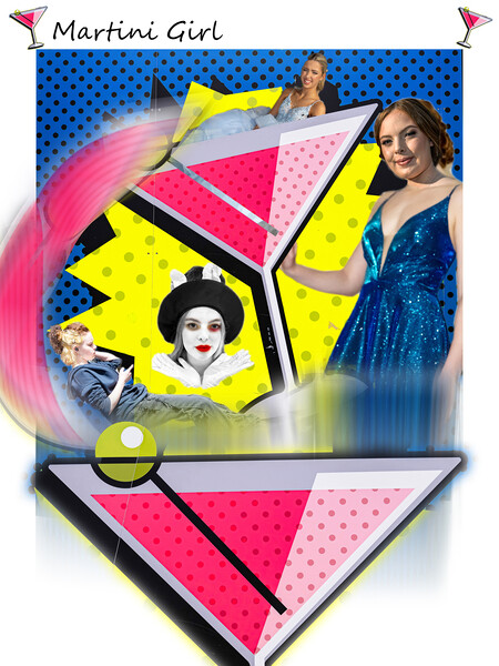 Martini Girl Portrait Collage Picture Board by David French