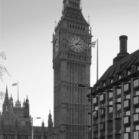 Buy canvas prints of Houses of Parliament Night bw by David French