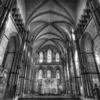 Buy canvas prints of Rochester Cathedral interior HDR bw. by David French