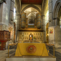 Buy canvas prints of Rochester Cathedral interior HDR. by David French