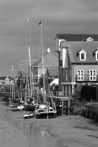 Faversham Creek and Thames Barges  bw Picture Board by David French