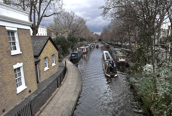 Regents Canal narrow boats Picture Board by David French