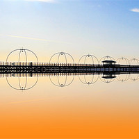 Buy canvas prints of Southport Pier reflections by David French