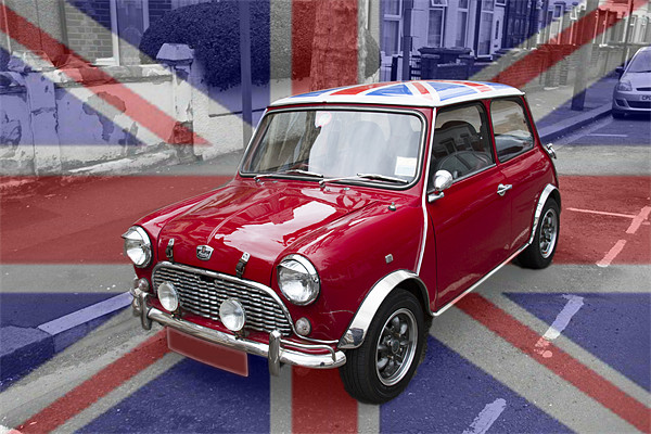 British Classic Mini car Picture Board by David French