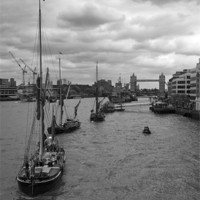 Buy canvas prints of Thames Barges Tower Bridge 2012 by David French