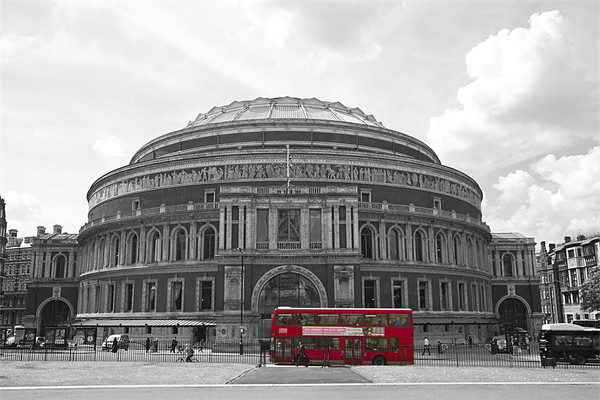 Royal Albert Hall Red Bus Picture Board by David French
