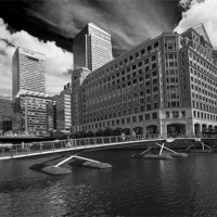 Buy canvas prints of Canary Wharf Docklands bw by David French