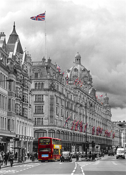 Harrods of Knightsbridge bw hdr Picture Board by David French