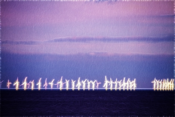 Wind Farm North Sea Fractals Picture Board by David French