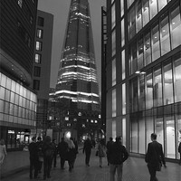 Buy canvas prints of The Shard London skyline BW by David French