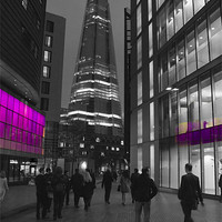 Buy canvas prints of The Shard London skyline BW by David French