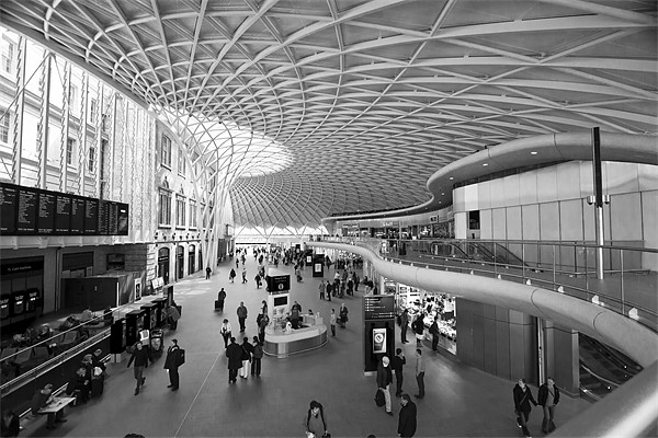 Kings Cross railway station London BW Picture Board by David French