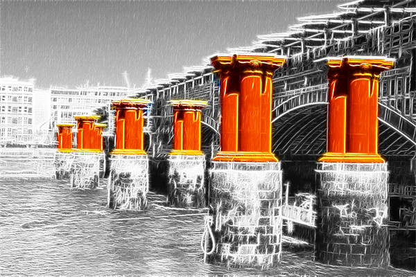 London Thames Bridges Fractals Picture Board by David French